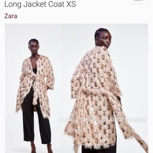 ZARA light pink sequined fringe sweater/kimono.